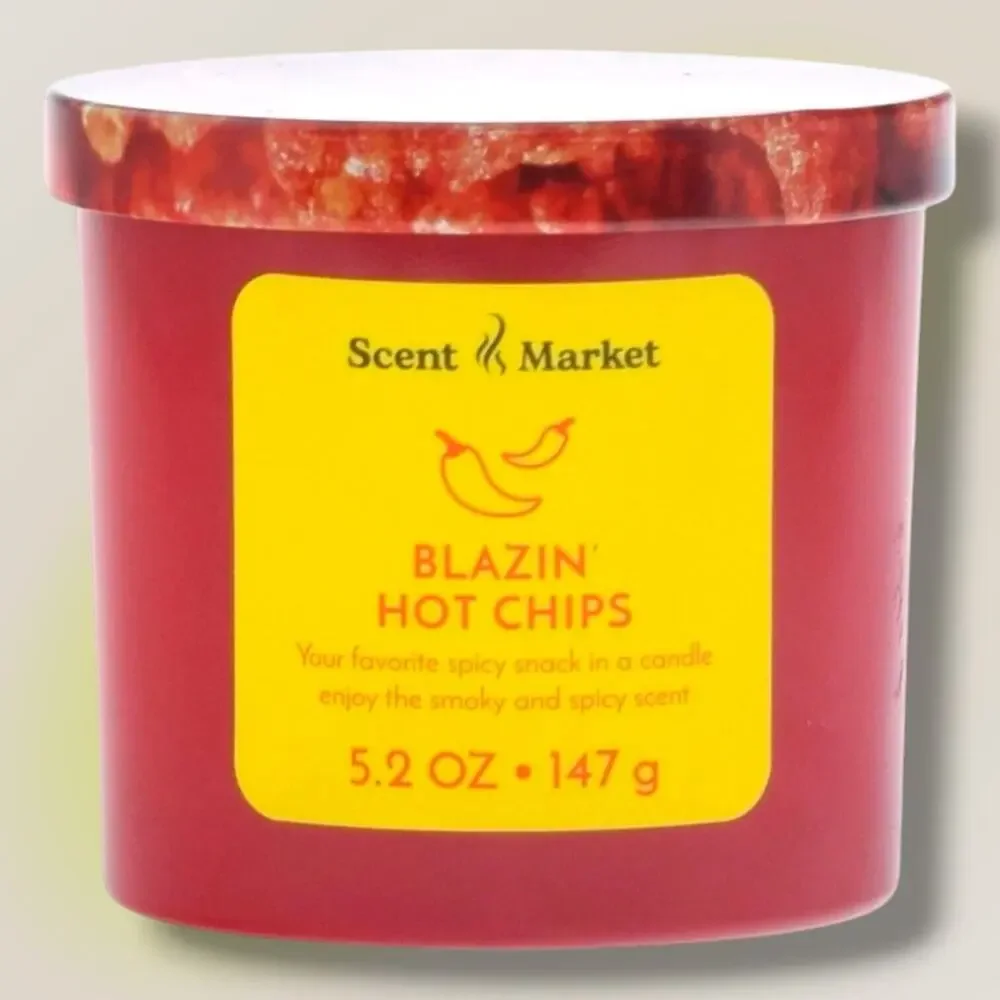 Scent Market Blazin' Hot Chips Scented Jar Candle Gift 5.2‎ OZ